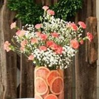 #08 Mini Carnations in Grapefruit Vase